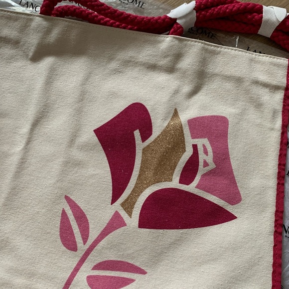 NEW Linen Tote Shoulder Handbag, Pink - Picture 6 of 9